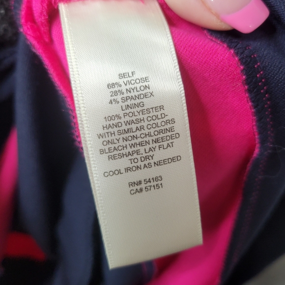 Eliza J Navy Blue Hot Pink Stripe Halter Cocktail Dress - Picture 5 of 6